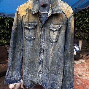 Diesel Blue and Tan Lightweight Shirt Jacket